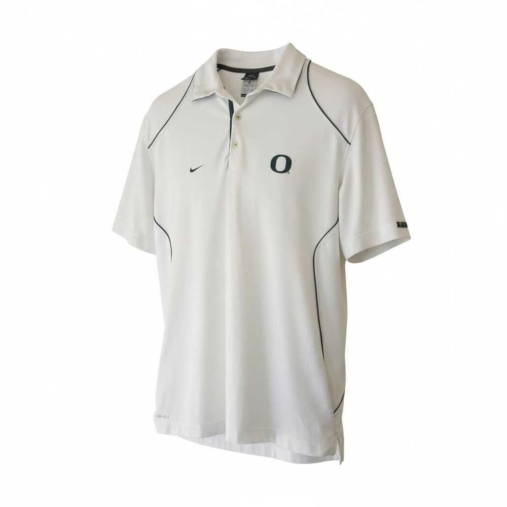 Men’s University of Oregon Ducks White Nike Dri-FIT Polo XL Golf Preppy UofO Fan